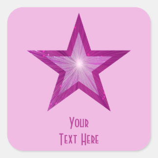 Pink Star 'Your Text' square sticker pink