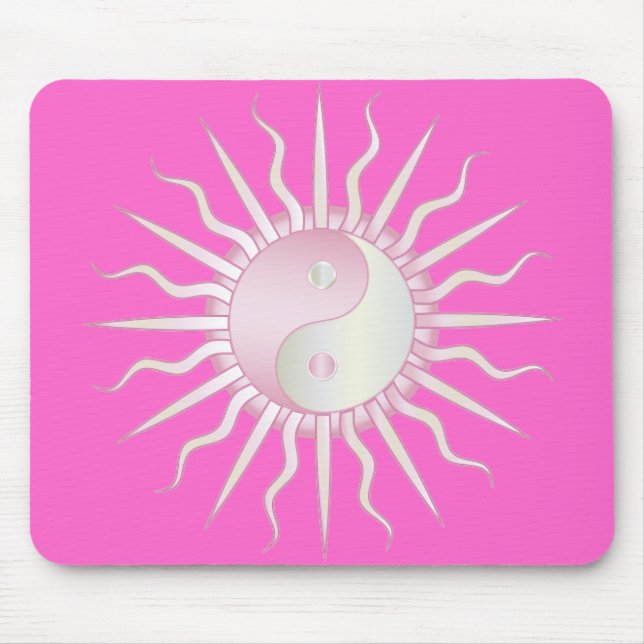 Pink Starburst Yin Yang Mouse Pad (Front)