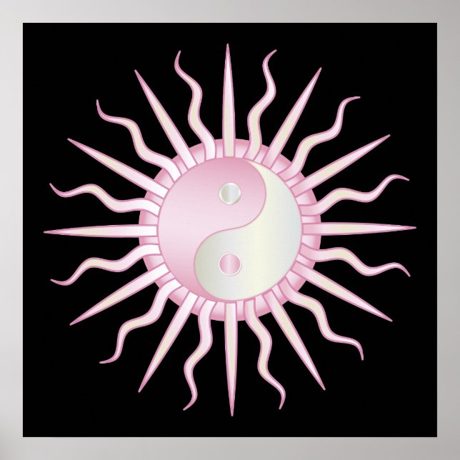 Pink Starburst Yin Yang Poster (Front)