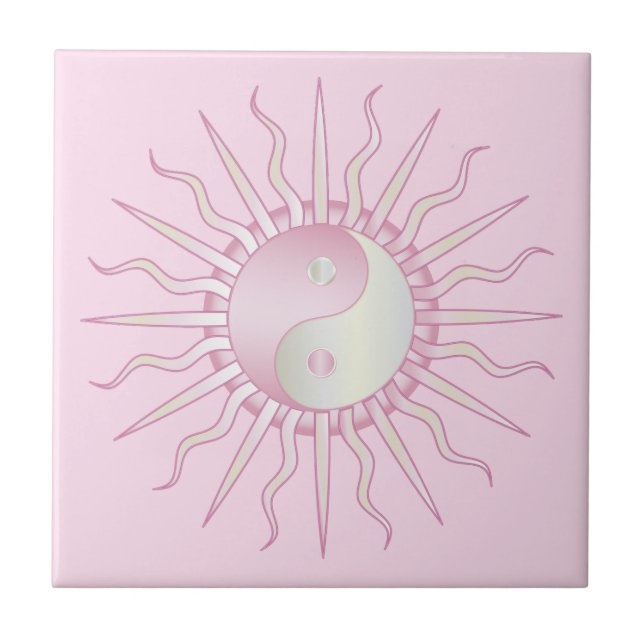 Pink Starburst Yin Yang Tile (Front)