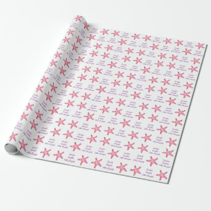 Pink Starfish baby shower wrapping paper