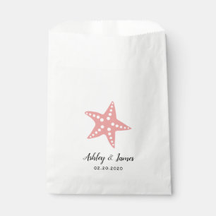 Pink Starfish Wedding Favour Bags, Cookies & Treat Bags