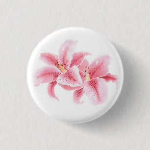 Pink Stargazer Lilies 3 Cm Round Badge