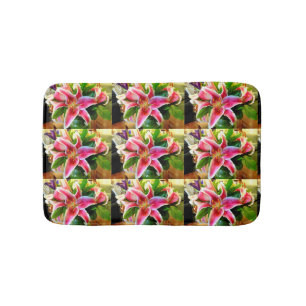 pink stargazer lilies bath mat