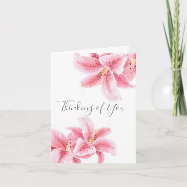 Pink Stargazer Lilies Card (Front)