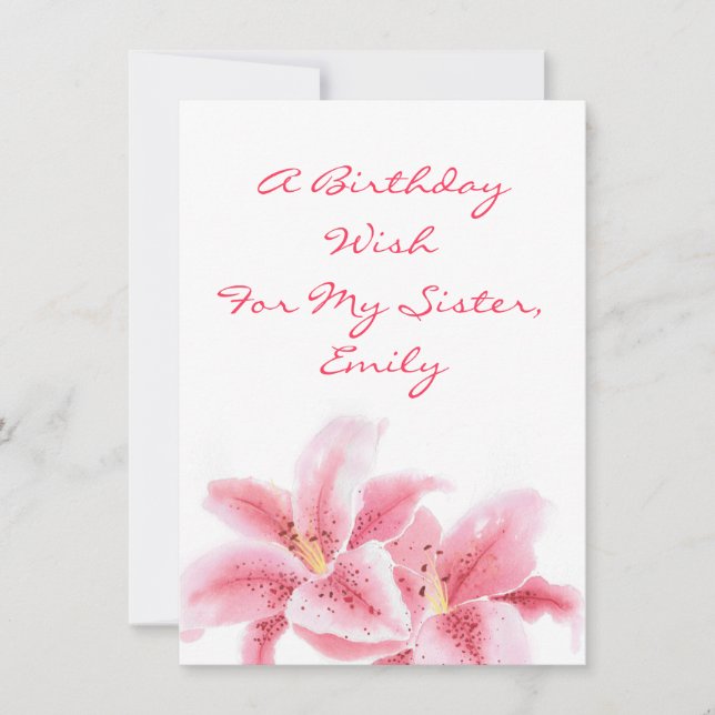 Pink Stargazer Lilies Card (Front)