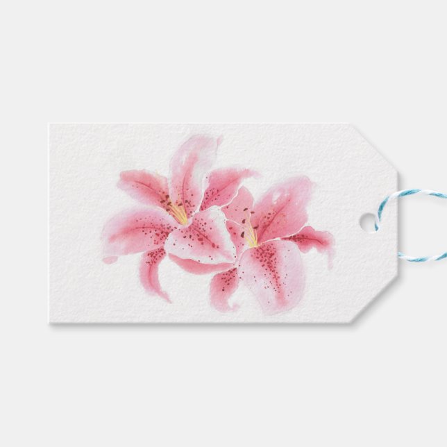 Pink Stargazer Lilies Gift Tags (Front (Horizontal))