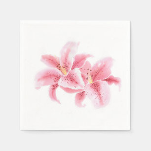 Pink Stargazer Lilies Napkin