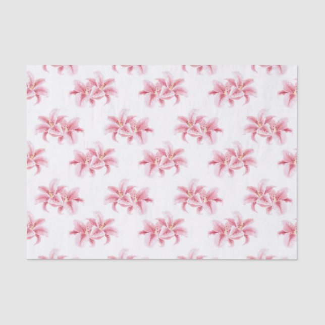 Pink Stargazer Lilies Pattern Tissue Paper (Front)