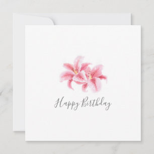 Pink Stargazer Lilies Watercolor Card