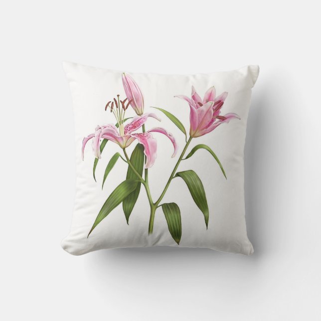 Pink Stargazer Lily Cushion (Front)