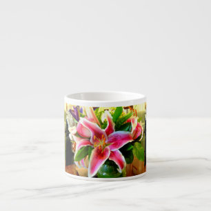 pink stargazer lily espresso mug