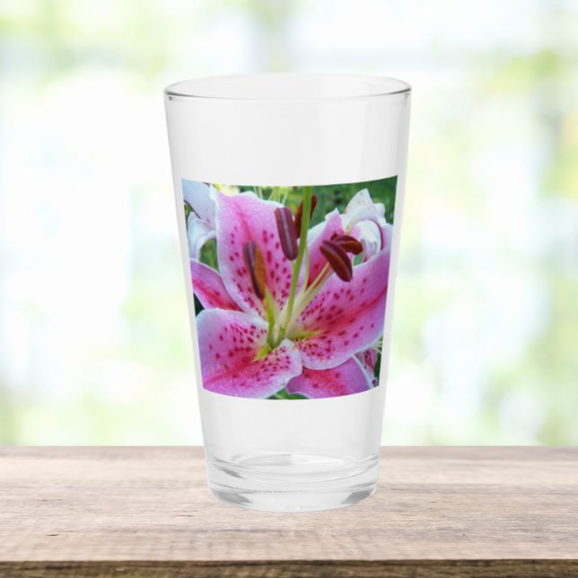 Pink Stargazer Lily Floral Glass (In Situ)