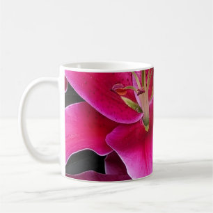 Pink stargazer lily flowers coffee mug
