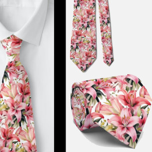 Pink Stargazer Lily Lilies Tie