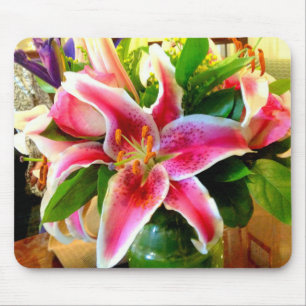 pink stargazer lily mousaepad mouse pad