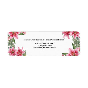 Pink Stargazer Lily Return Address Label