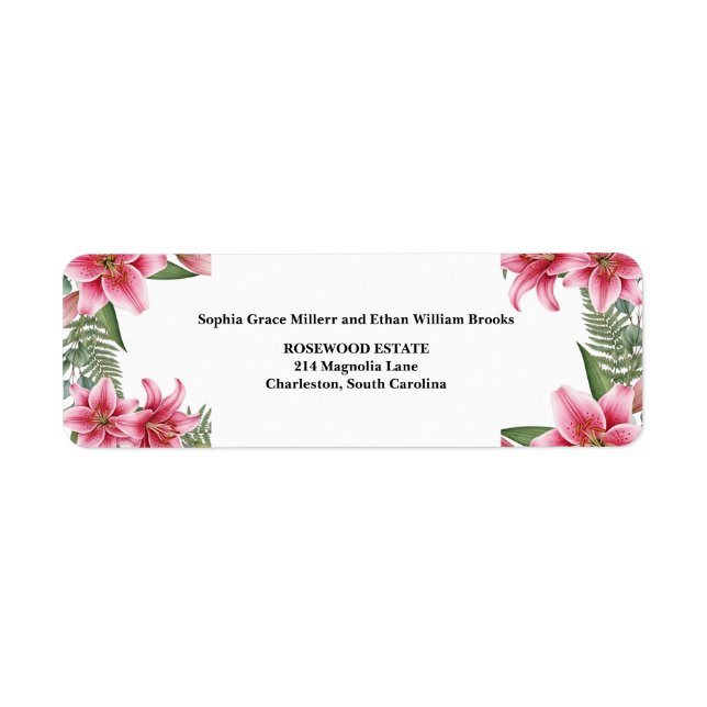 Pink Stargazer Lily Return Address Label (Front)