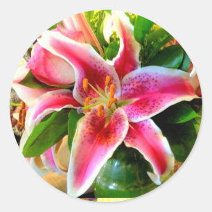 pink stargazer lily sticker