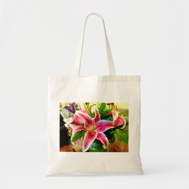 pink stargazer lily tote bag (Front)