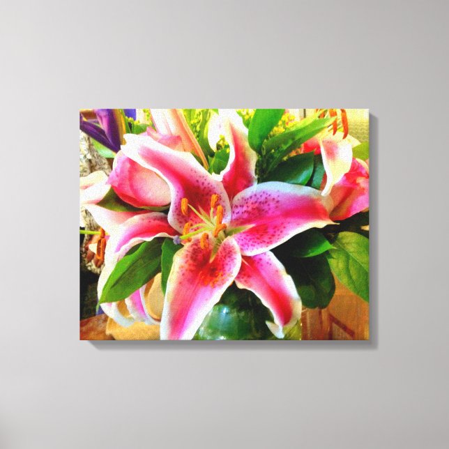 pink stargazer lily wrapped canvas (Front)