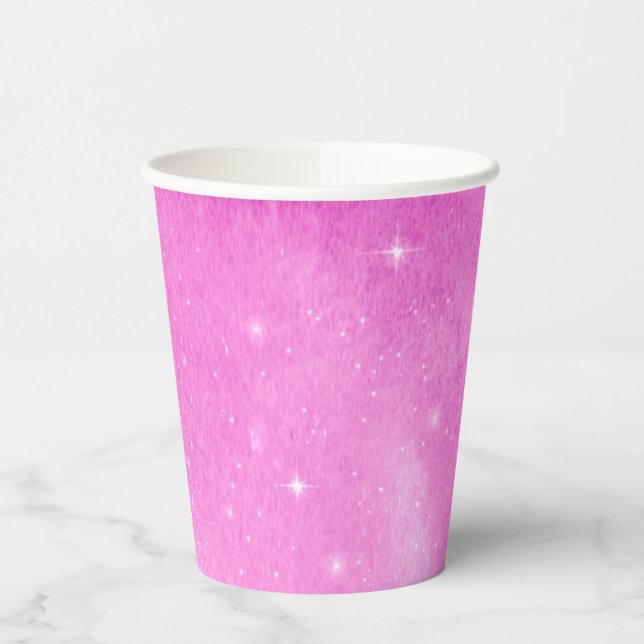 Pink Starry Night Baby Shower Paper Cups (Left)