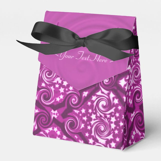 Pink Stars and Swirls Pattern Favour Box (Front Side)