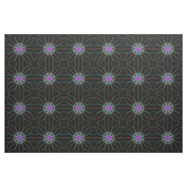 Pink stars black background art fabric (Fat Quarter)