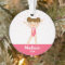 Pink Stars Brunette Girl Gymnastics Personalized