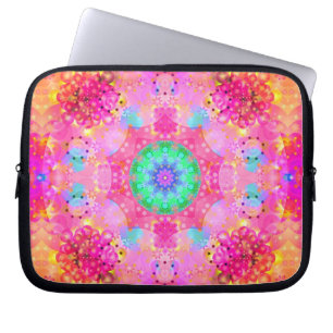 Pink Stars & Bubbles Fractal Pattern Laptop Sleeve