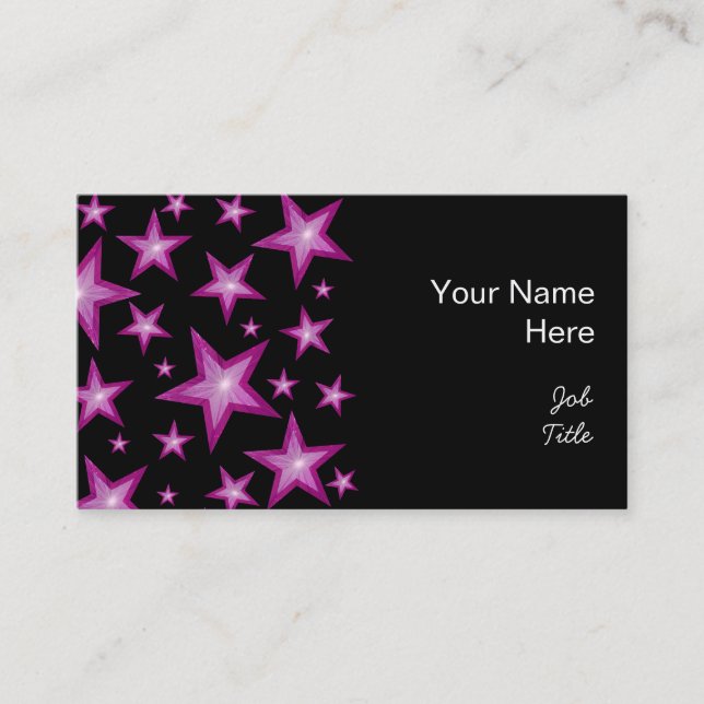 Pink Stars business card side black (Front)