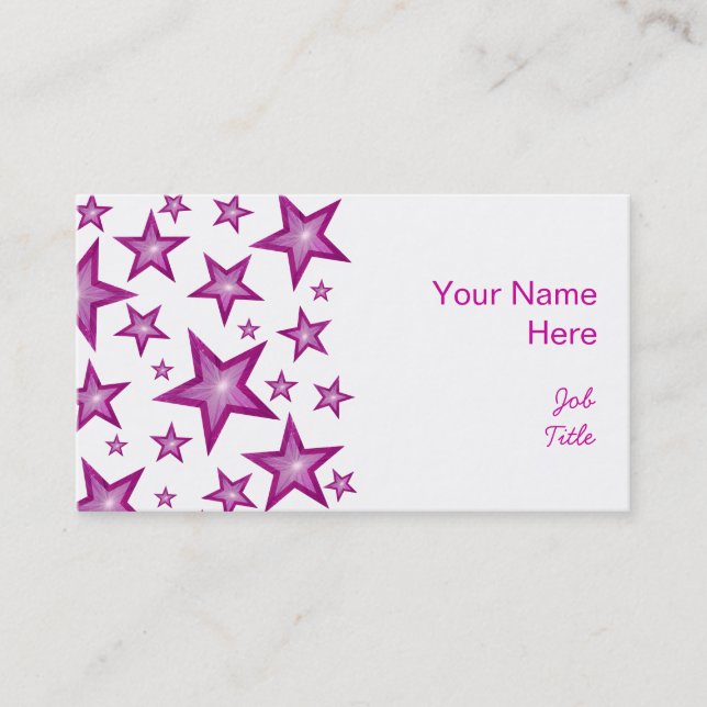Pink Stars business card side white (Front)