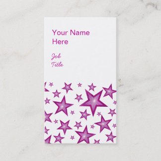 Pink Stars business card white portrait