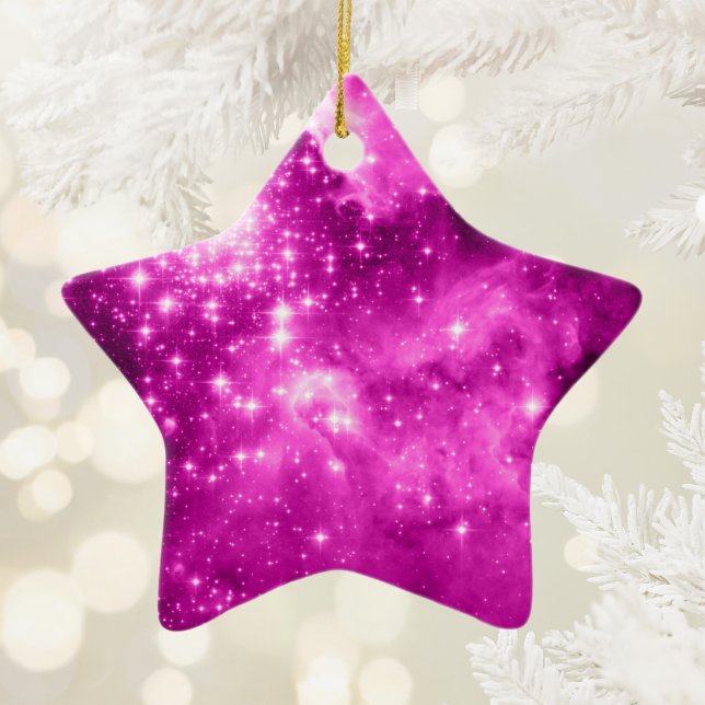 Pink Stars Ceramic Tree Decoration (Pink Stars Ceramic Ornament)
