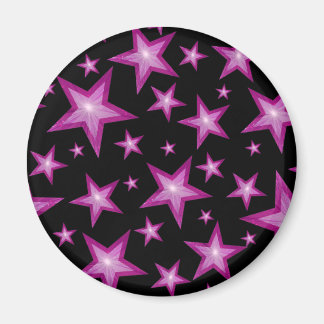Pink Stars fridge magnet round black