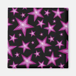 Pink Stars fridge magnet square black