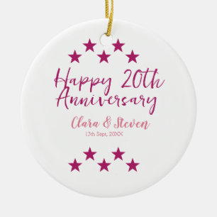 pink stars happy 20th anniversary wedding trendy b ceramic tree decoration