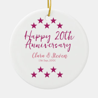 pink stars happy 20th anniversary wedding trendy b ceramic tree decoration