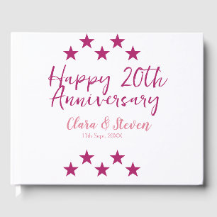 pink stars happy 20th anniversary wedding trendy b guest book