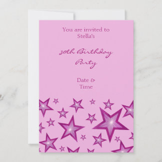 Pink Stars invitation vertical pink