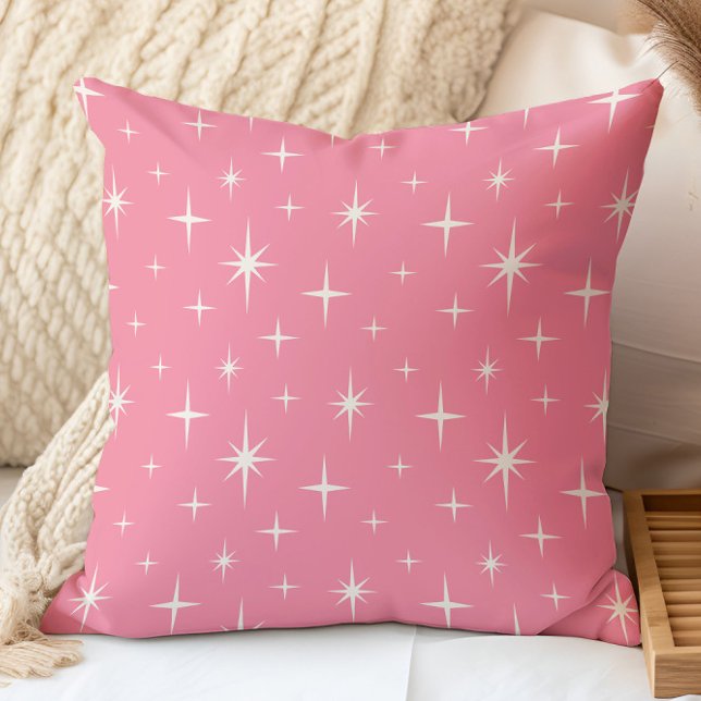 Pink Stars Mid Century Modern Atomic Starburst Cushion (Creator Uploaded)
