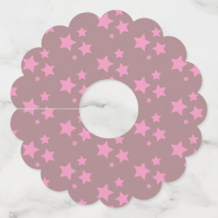 Pink Stars Modern design Wine Glass Tag