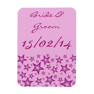 Pink Stars 'Names Date' flexible magnet pale pink