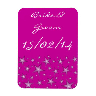 Pink Stars 'Names Date' flexible magnet pink
