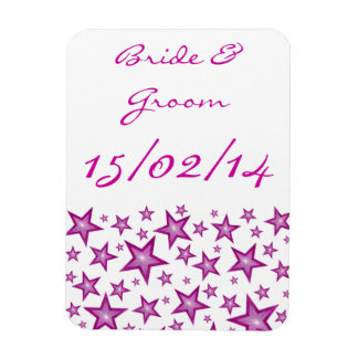 Pink Stars 'Names Date' flexible magnet white