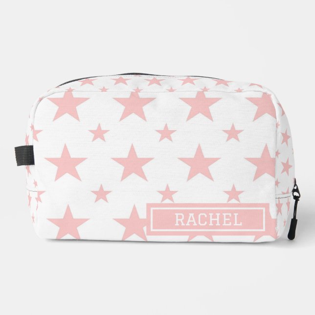 Pink Stars Pattern Pretty Constellation Cosmetic Dopp Kit (Front)