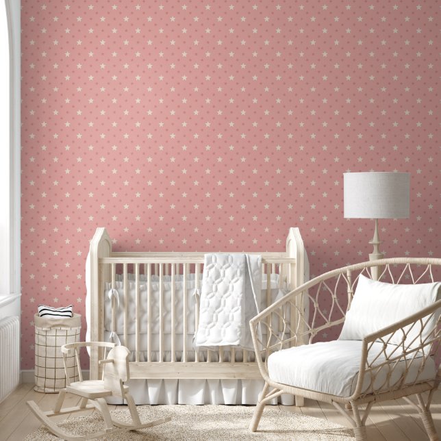 Pink Stars Pattern Wallpaper (Kids)