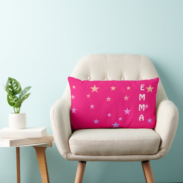   pink stars personalised  lumbar cushion (Chair)
