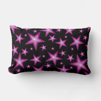 Pink Stars printed throw pillow lumbar black