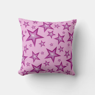 Pink Stars printed throw pillow square pale pink